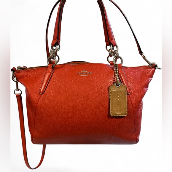 Coach Handbags - COACH®  Small Kelsey 2- Way Satchel in Pebbled Leather in “Bright Orange.”